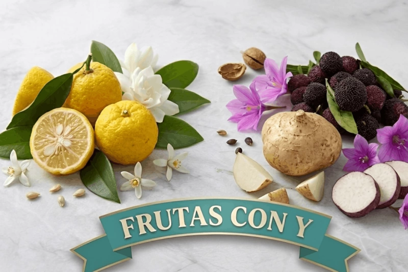 Variadas frutas que comienzan con la letra Y en un mercado