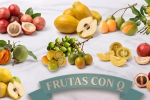Variedad de frutas que empiezan con la letra Q en un mercado