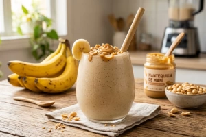 Delicioso batido de plátano con mantequilla de maní